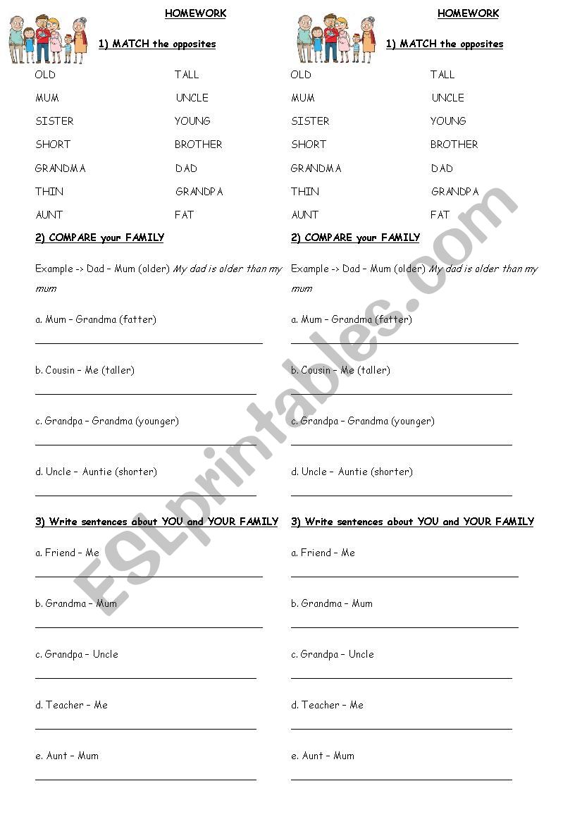 Comparatives  worksheet