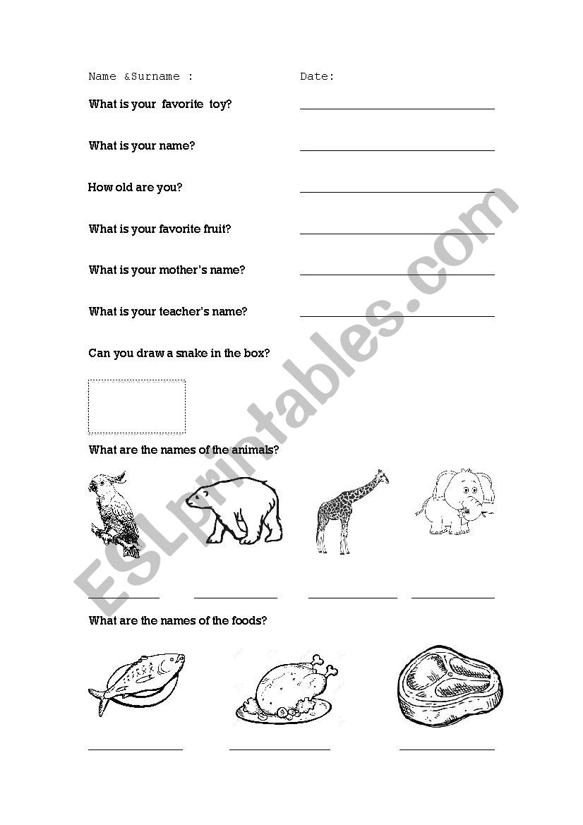 Beginning worksheet