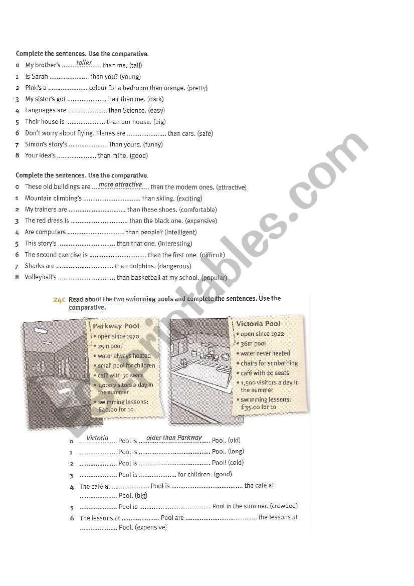 Adjetivos Comparativos worksheet