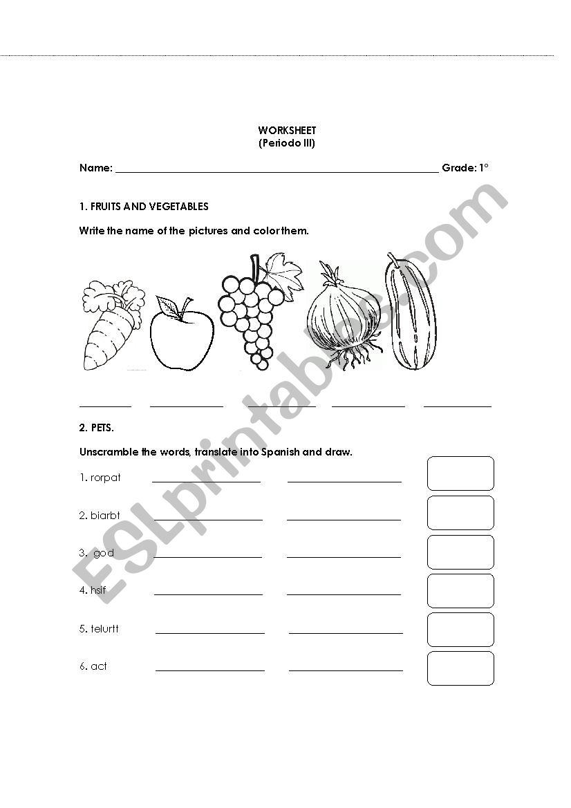 Parts of the house worksheet