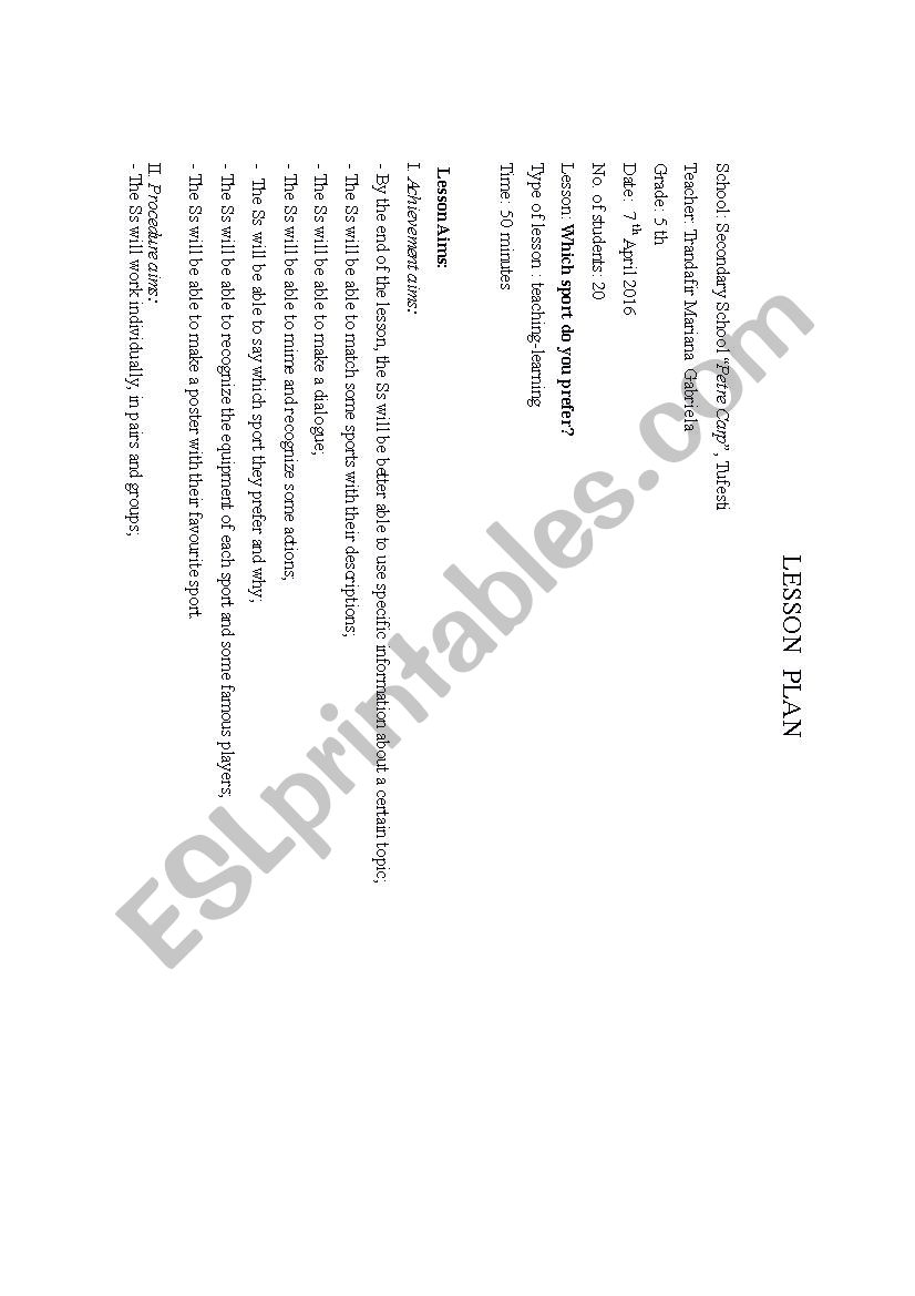 which sport do you prefer? worksheet