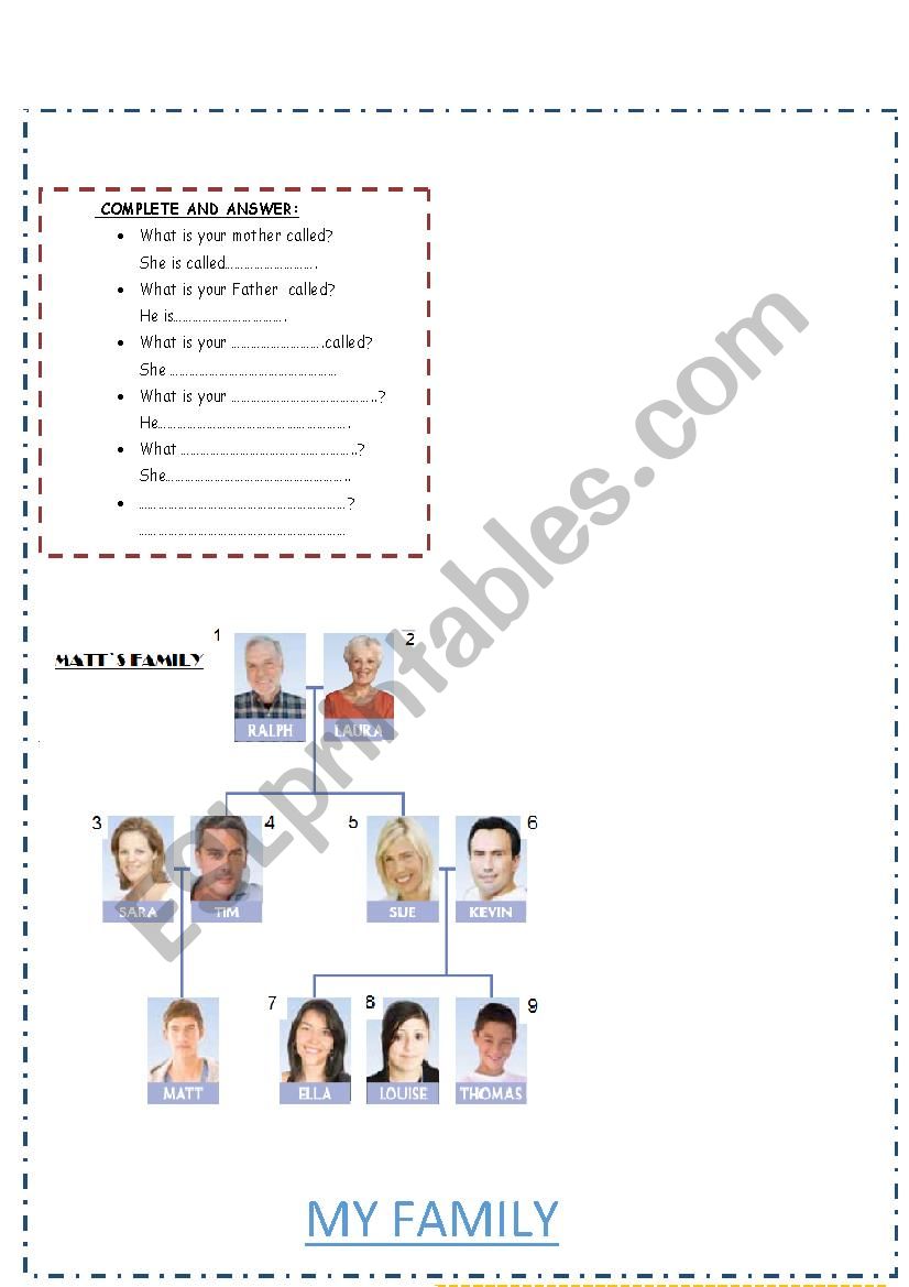 My family- vocavulary worksheet