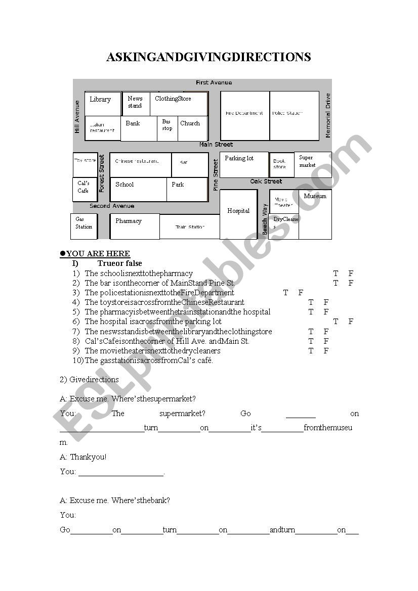 DIRECTIONS worksheet