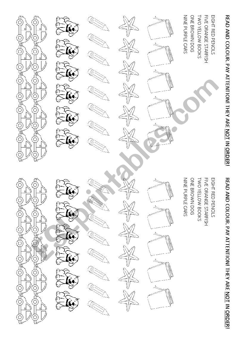 Read and Colour worksheet