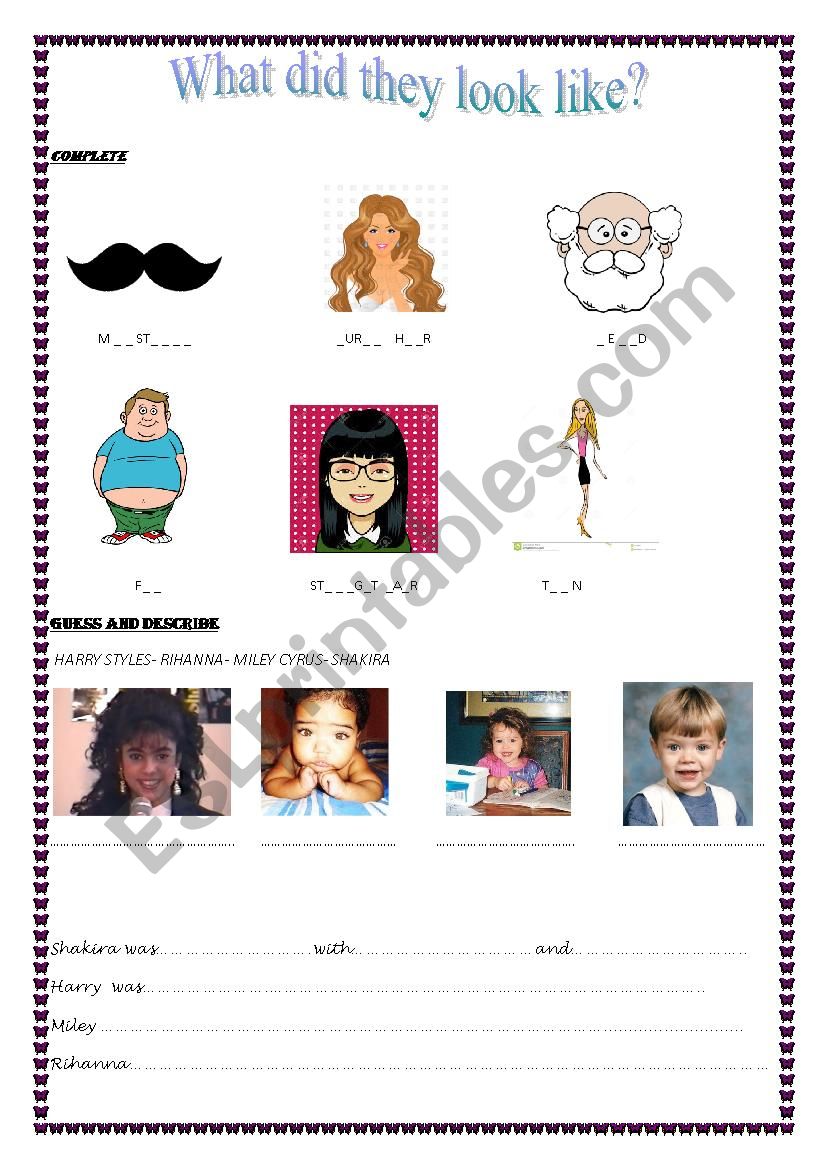 Describing people worksheet