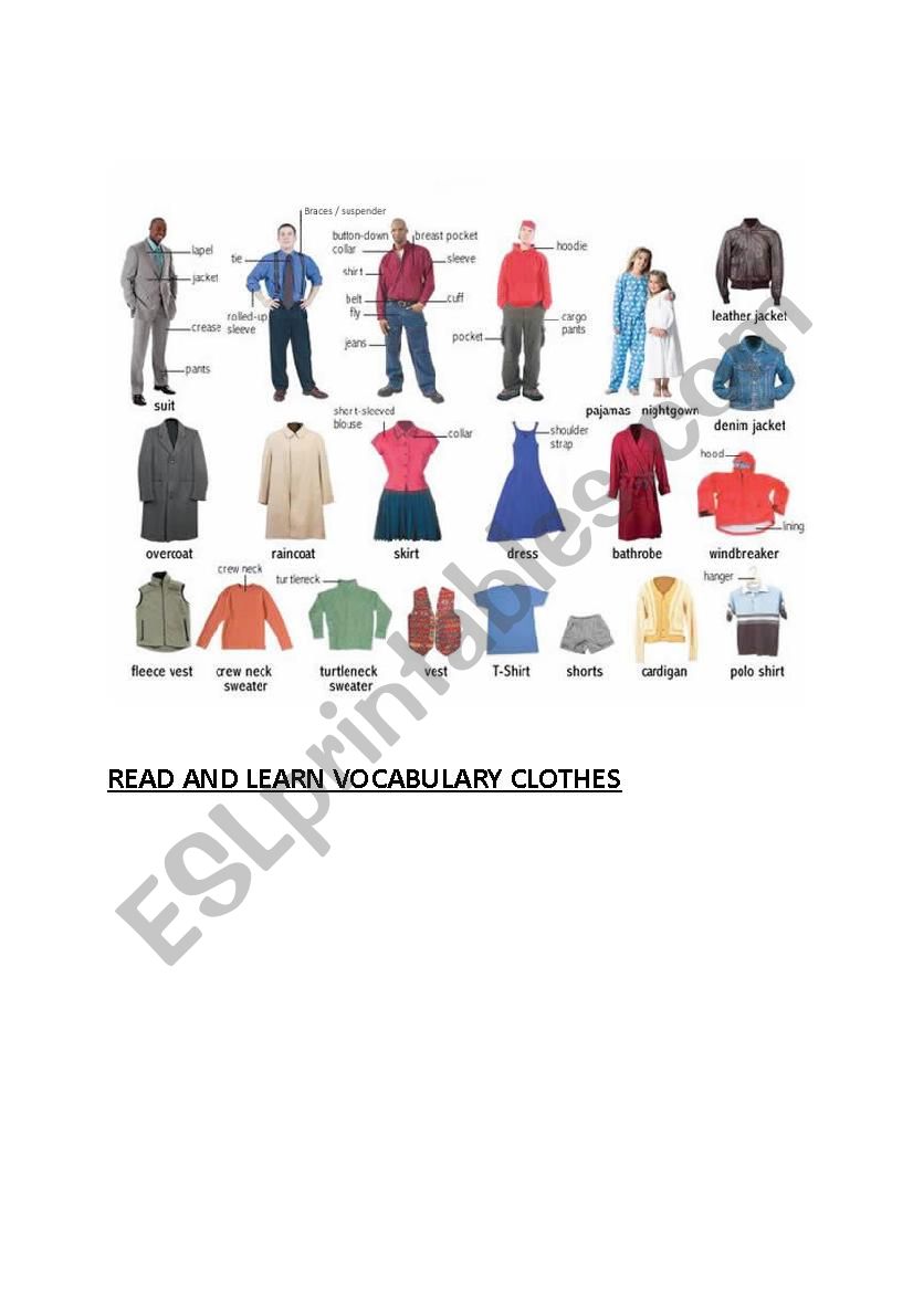 Clothes vocabulary worksheet
