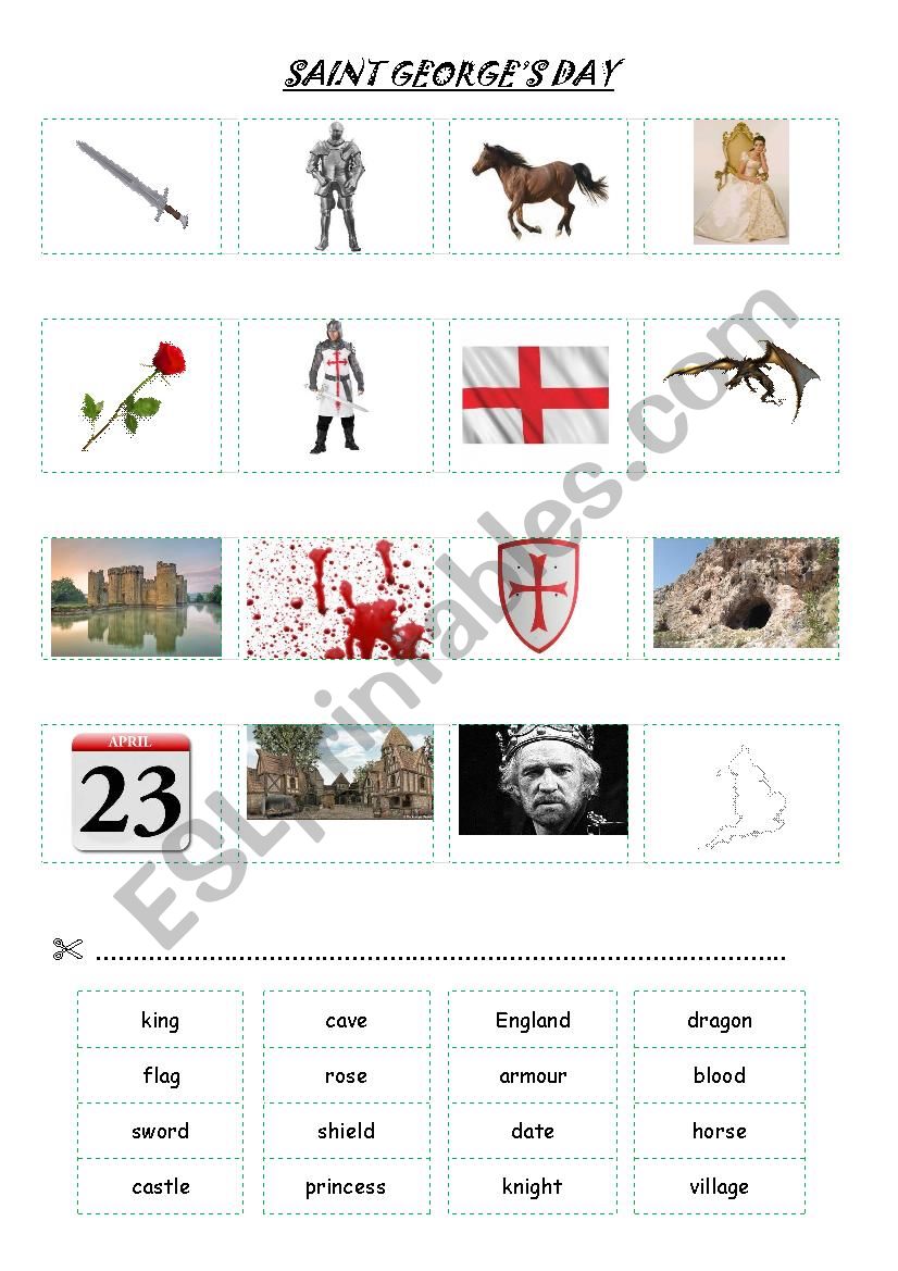 st georges day vocabulary  worksheet