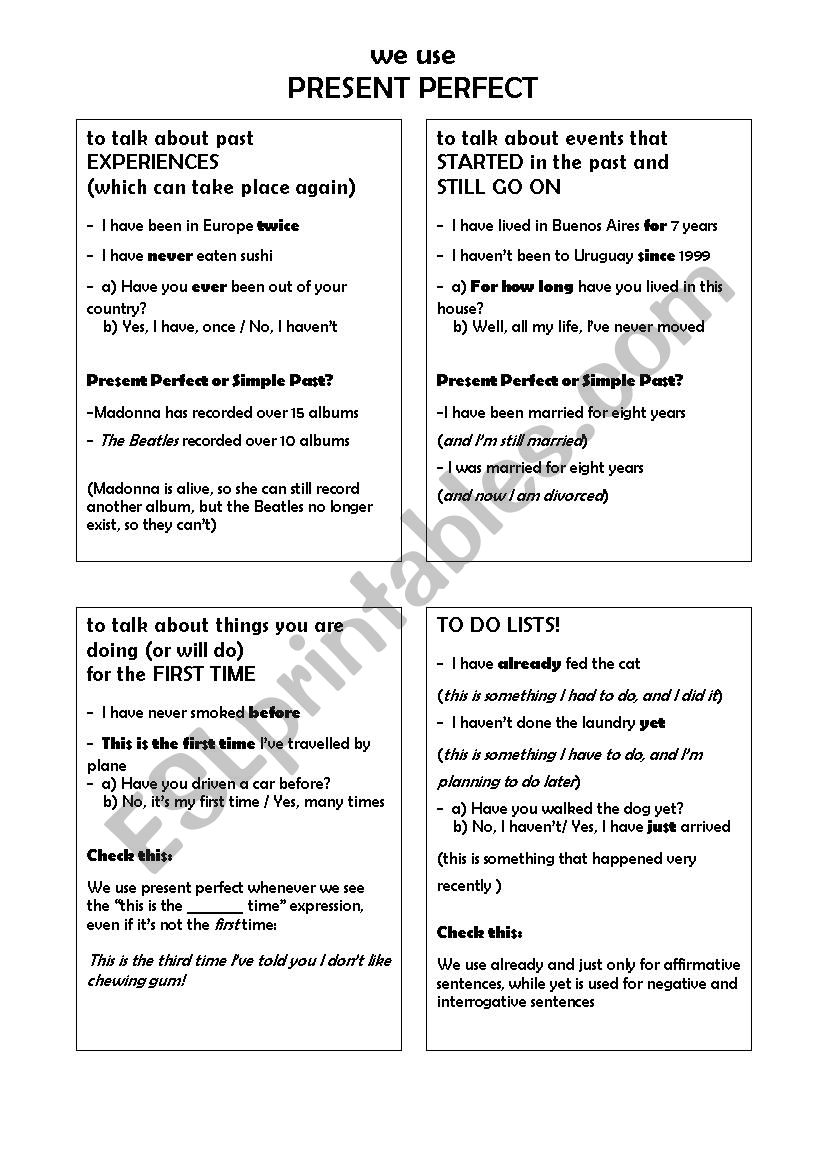 Present Perfect worksheet