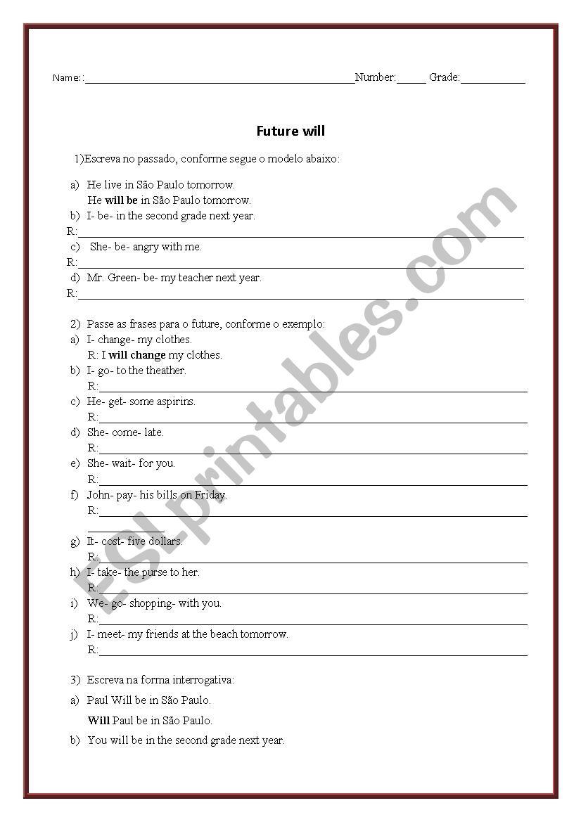 FUTURE TENSE worksheet