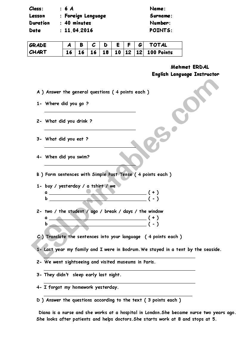 simple past tense and occupations