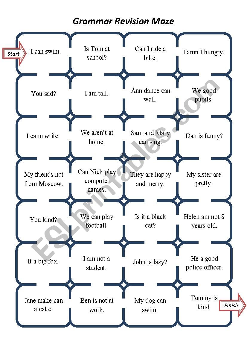 To be or Can Maze worksheet