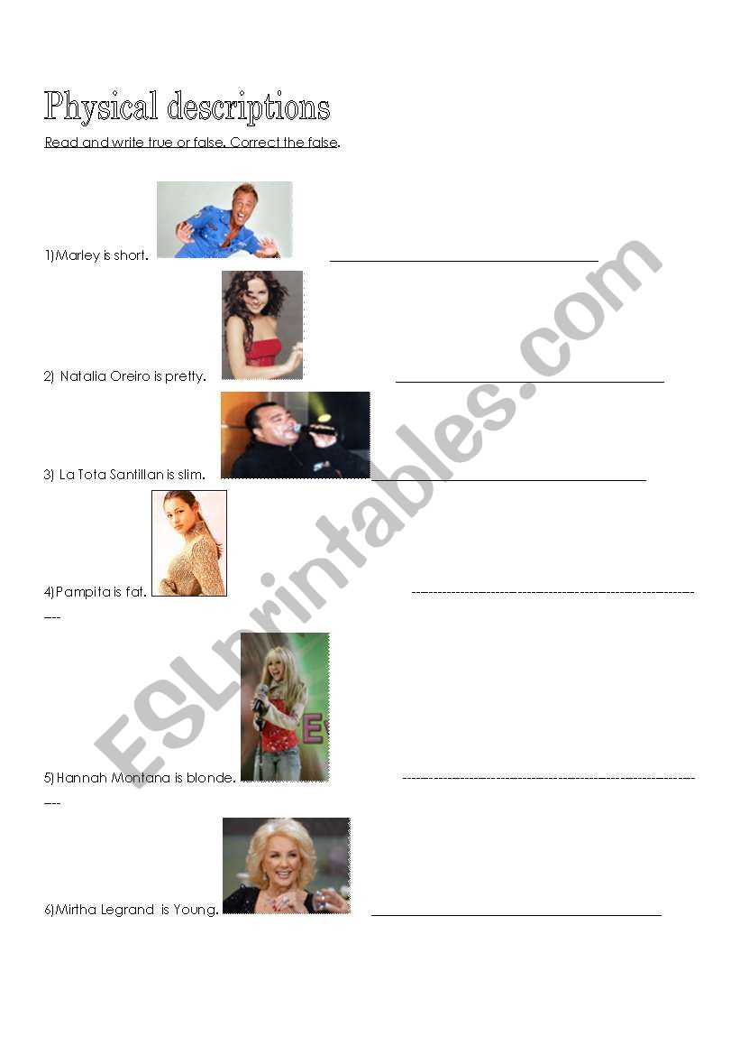 Description of famous people worksheet