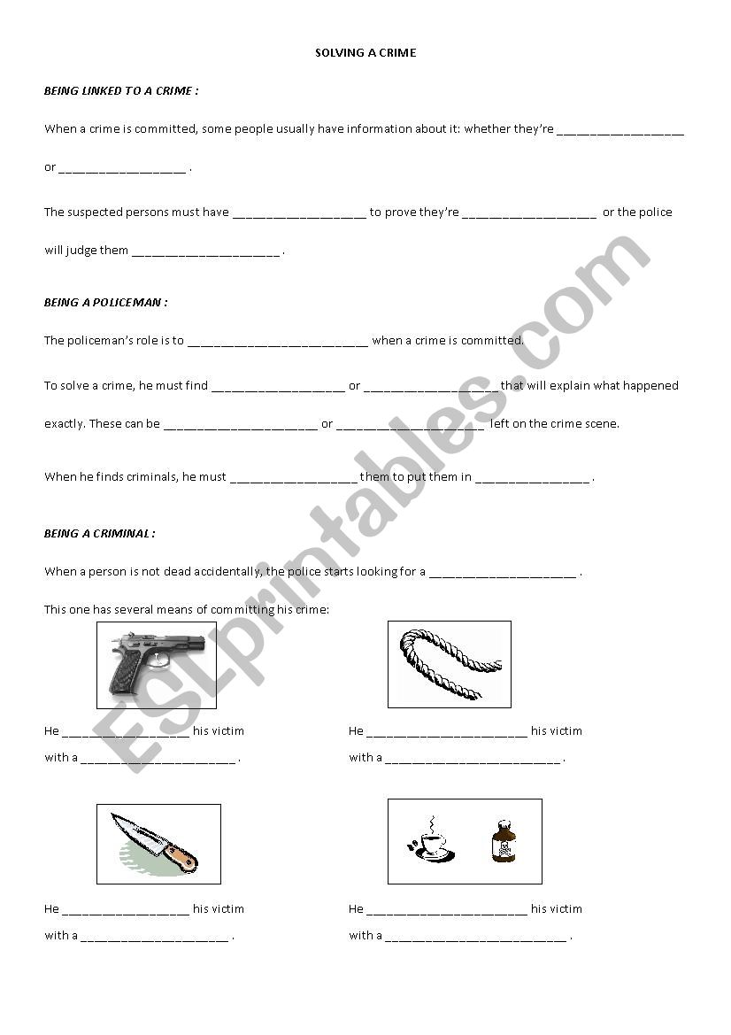 SOLVING A CRIME worksheet