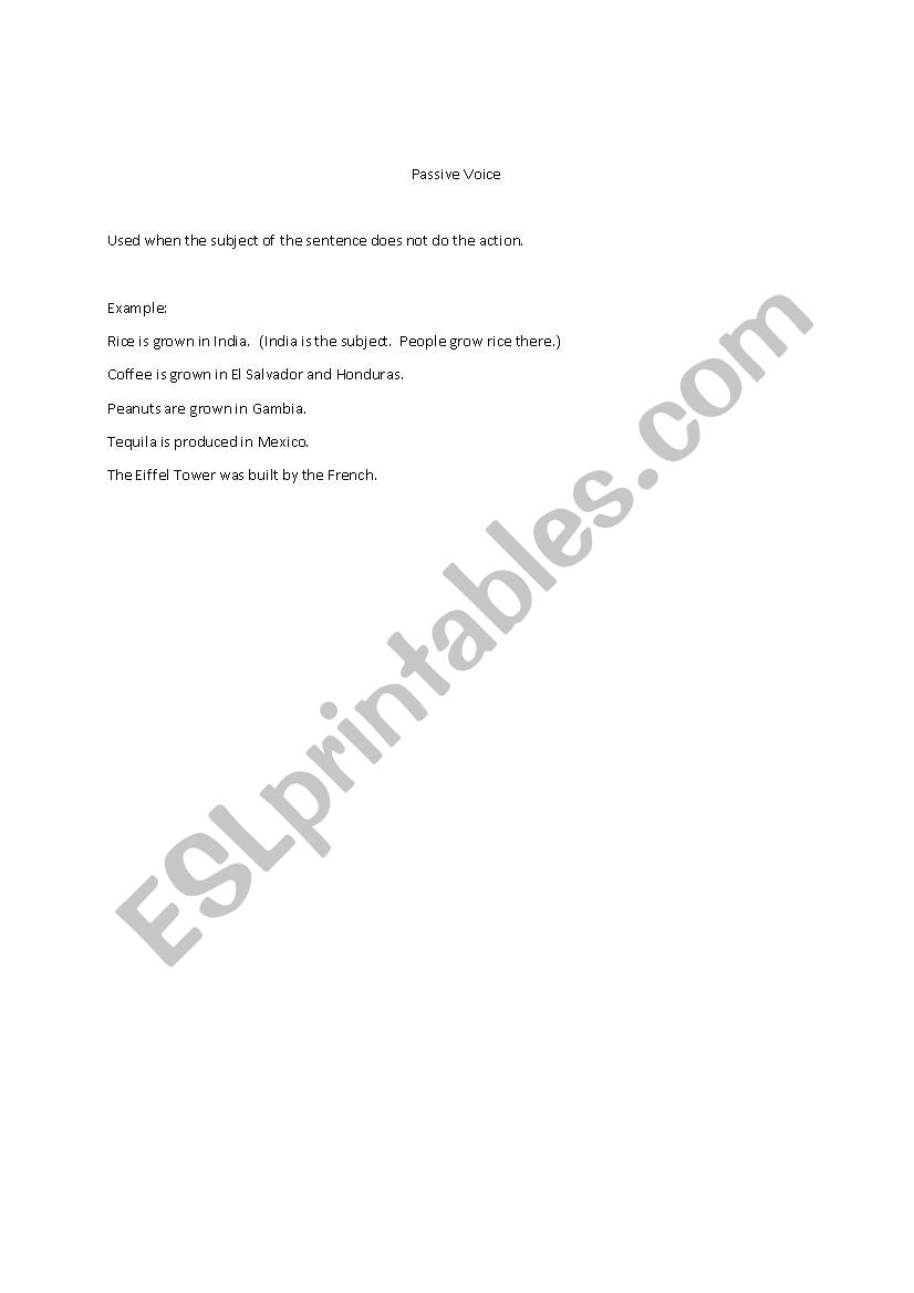 ESL I-II examples of passive voice