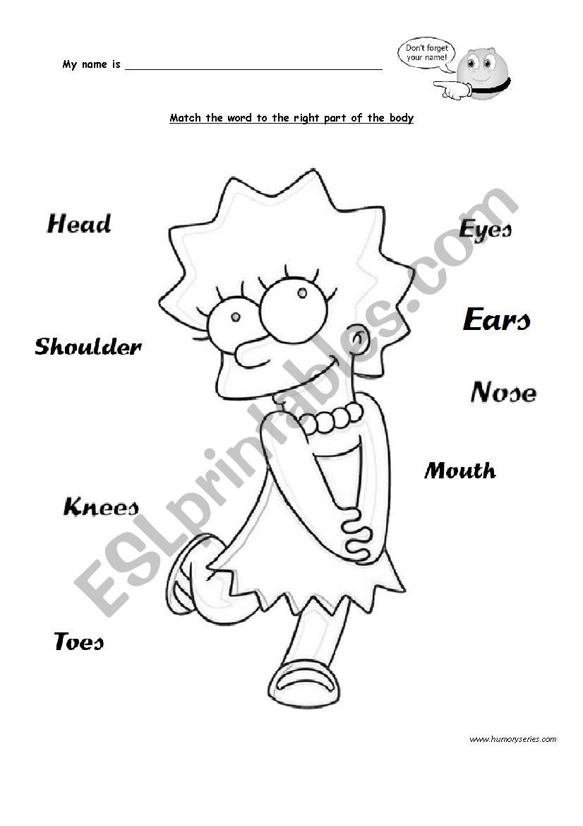 Match parts of the body - Lisa Simpson