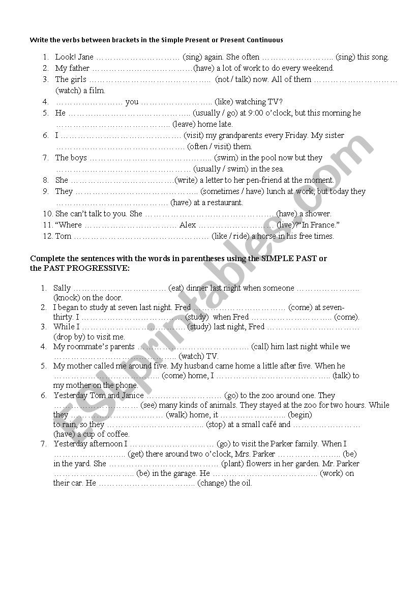 tenses review worksheet