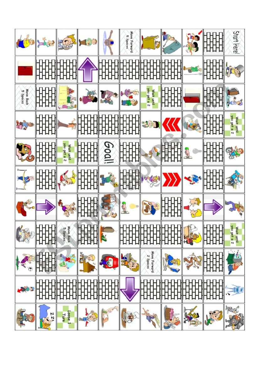 Verbs Board Game worksheet