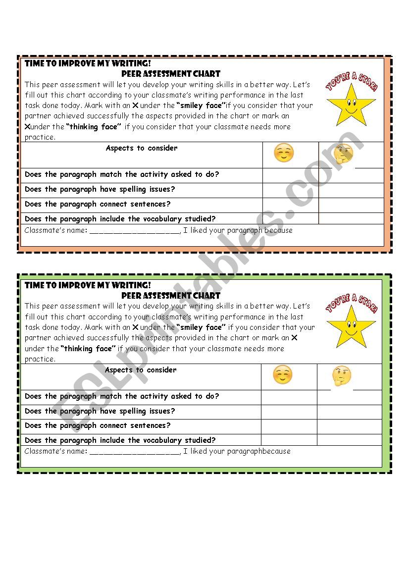 Peer assessment worksheet