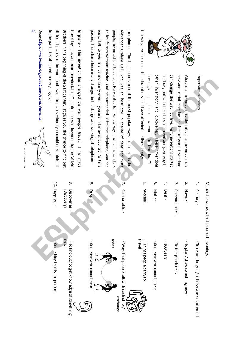 Important Invention worksheet