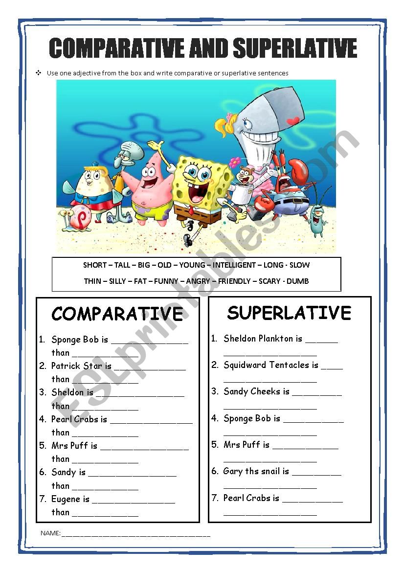 Comparative and Superlative - Sponge Bob