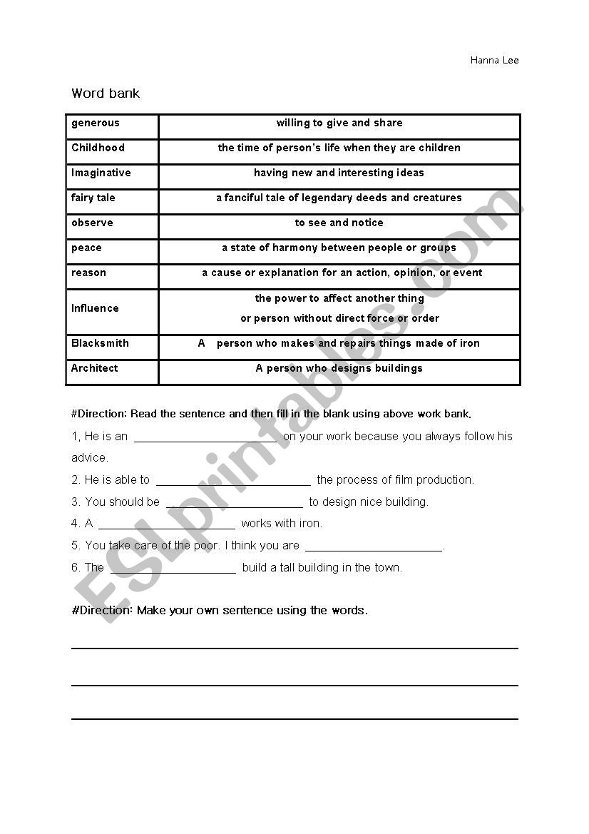 voca worksheet