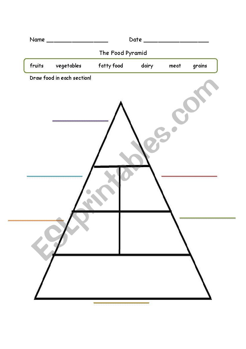 Food Pyramid - ESL worksheet by sasolis55