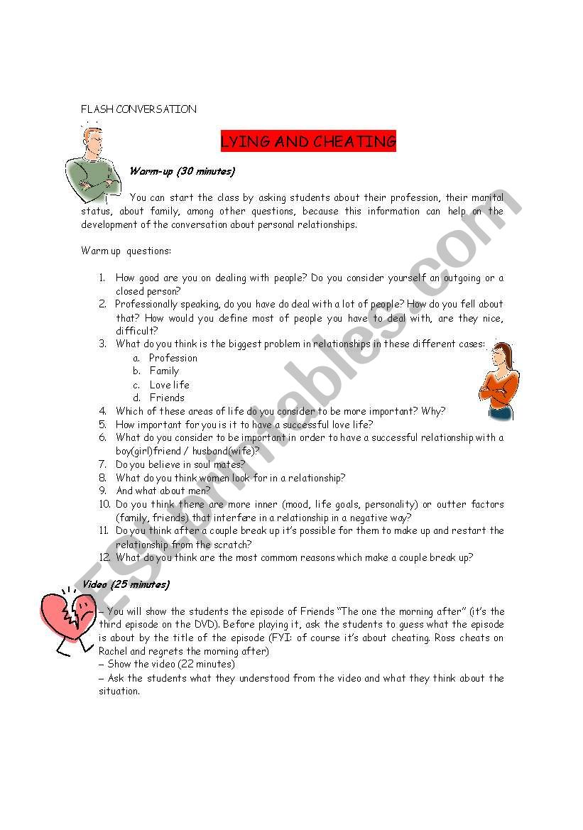 lying and cheating worksheet