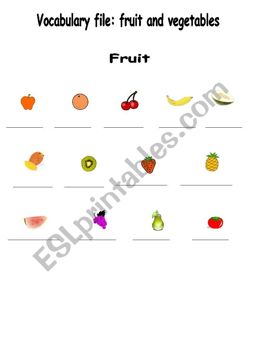 Fruit and vegetables worksheet