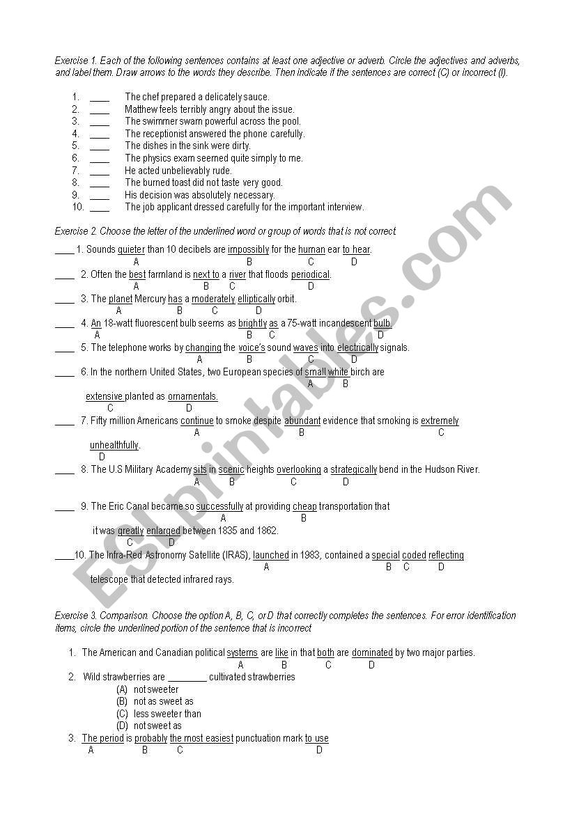 Adjective worksheet