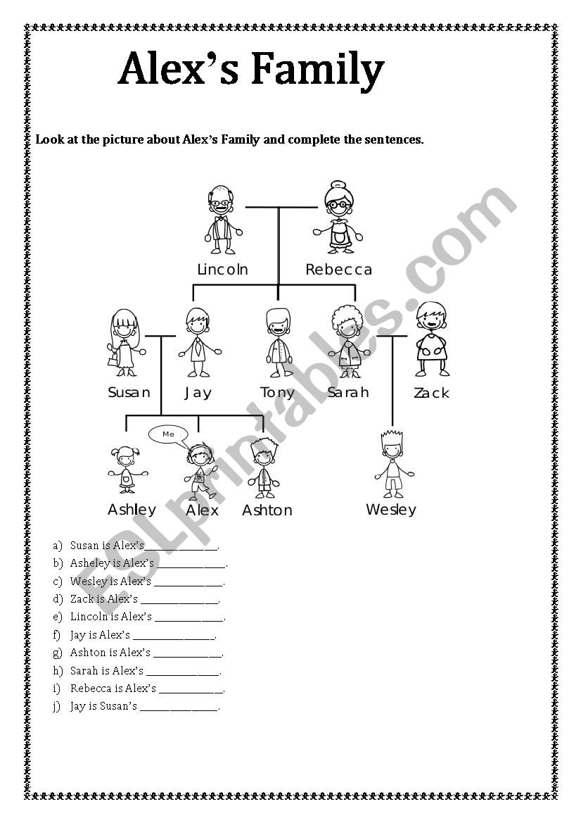 Alexs Family worksheet