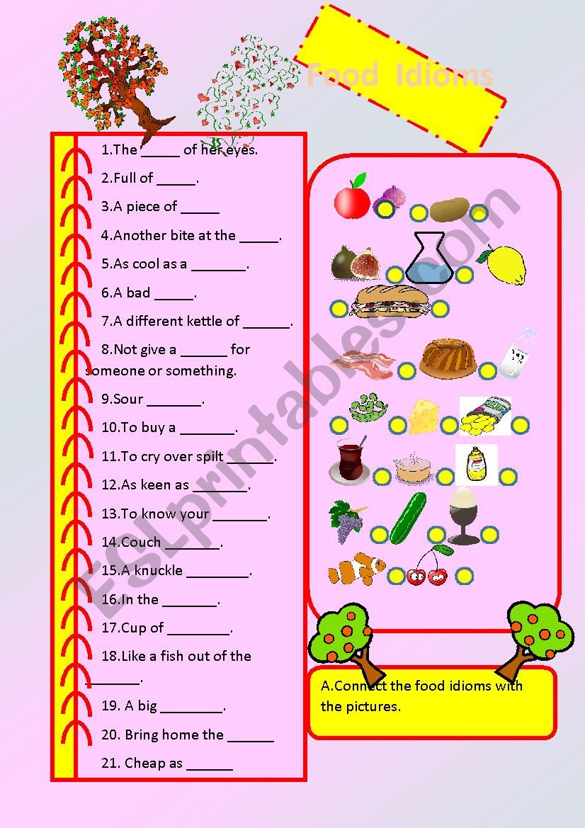 food idioms worksheet