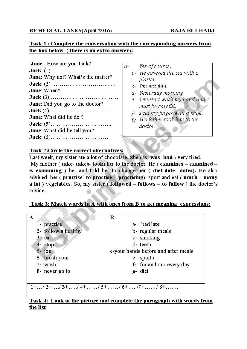 Revision paper Gragde 7 Tunisian programme Module 4