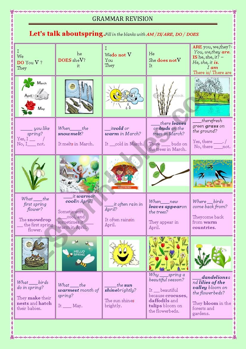 Letâ€™s talk about spring worksheet