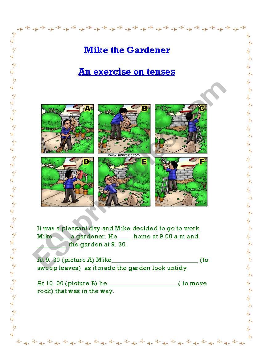 Mike the gardener worksheet