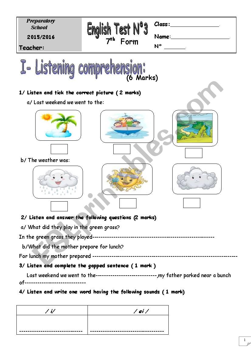 7th mid term 3 worksheet