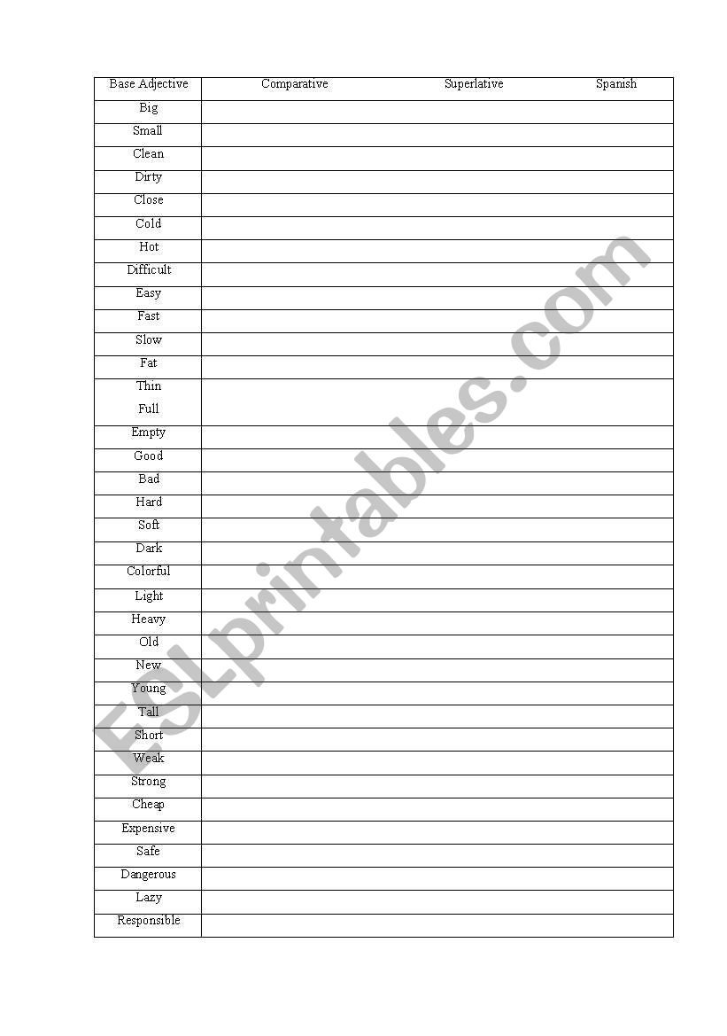 Adjectives worksheet