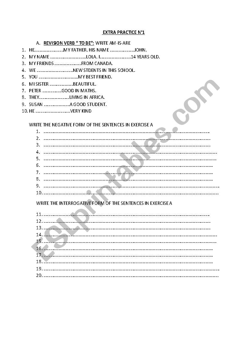 extra practice worksheet