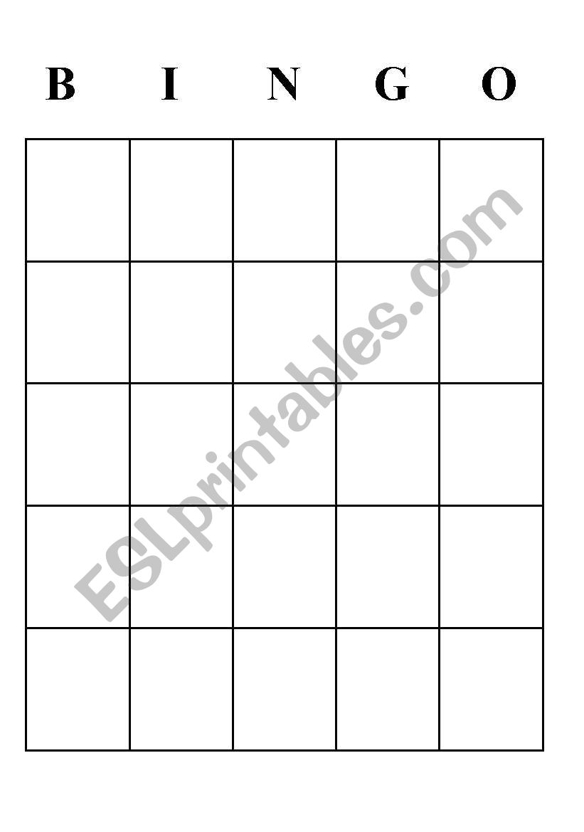 Simple Bingo Template worksheet