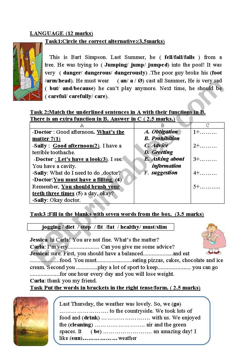 Mid term test nÂ°3 for the 7th forms