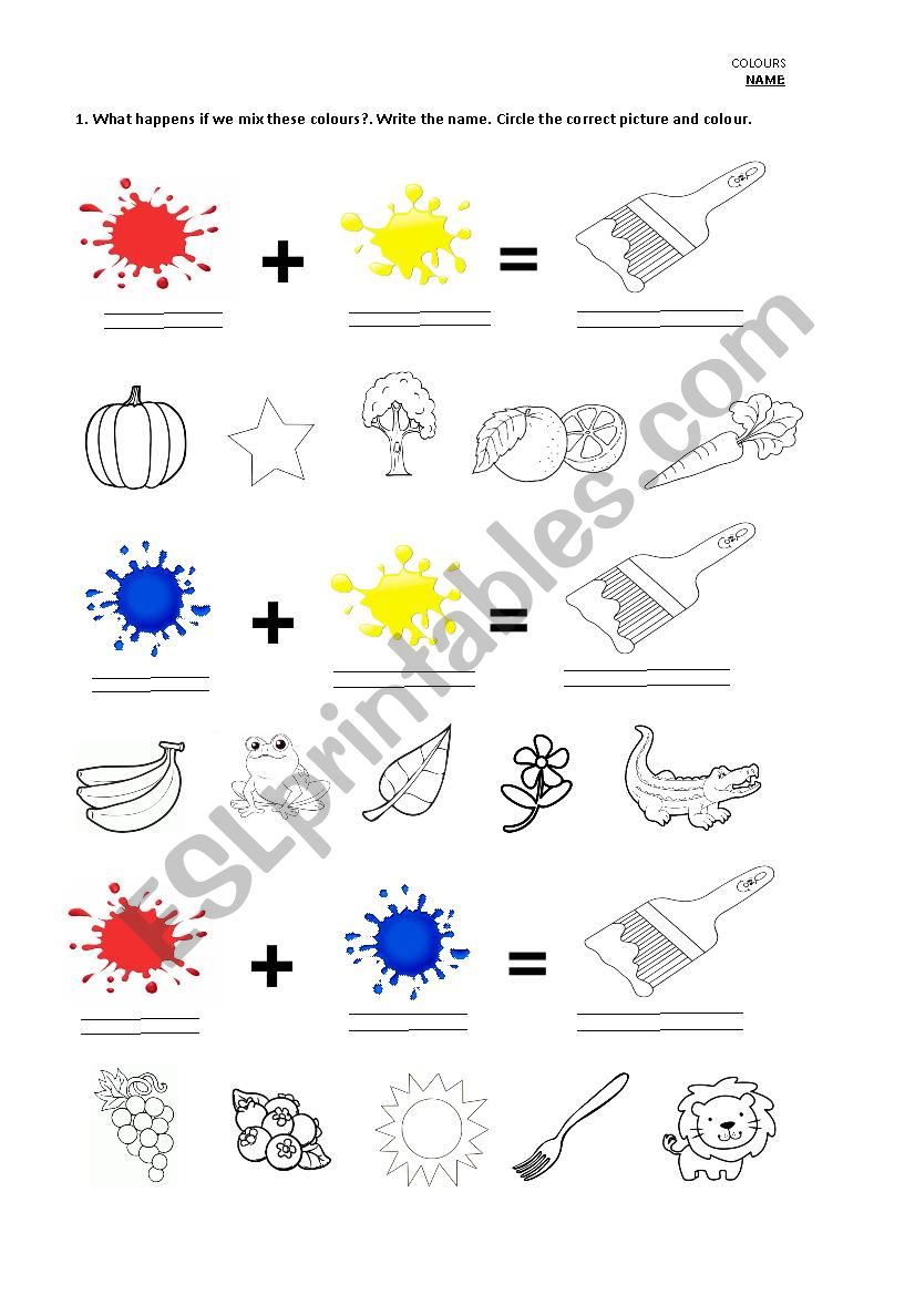 mixing colours worksheet