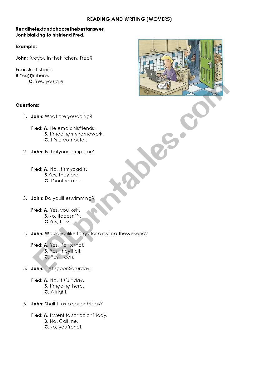 Movers worksheet