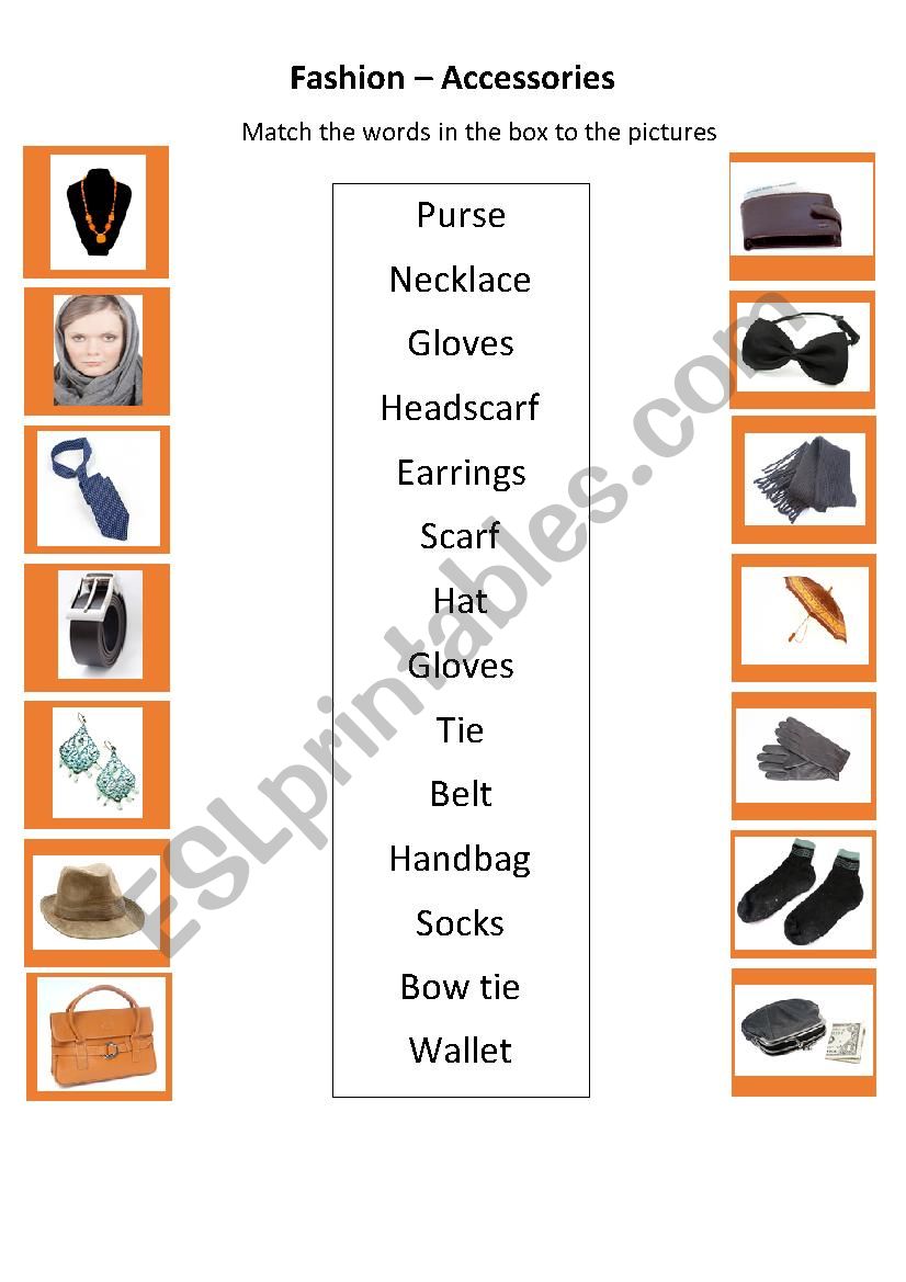 Fashion - Accesories worksheet