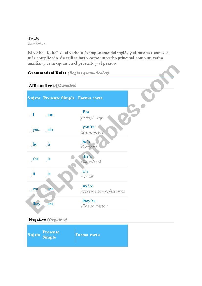 To be worksheet