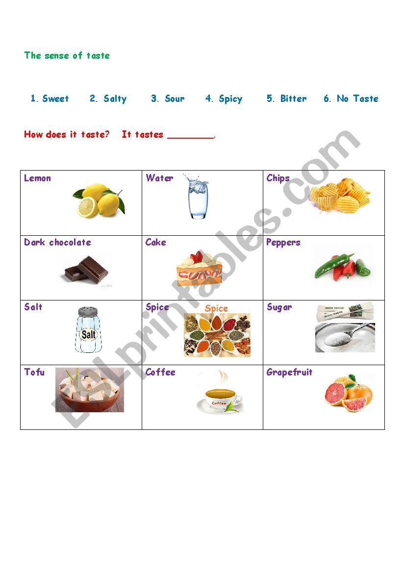 The 5 senses worksheet