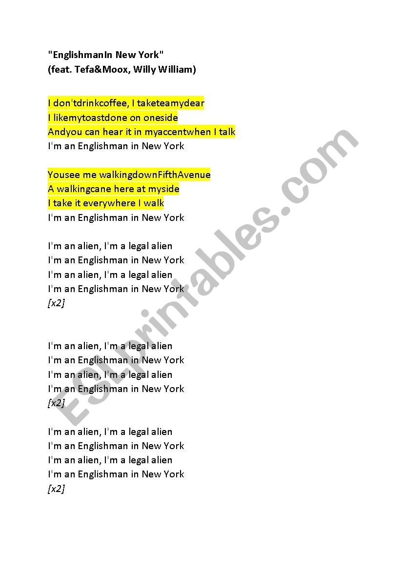 english man in new york lyrics