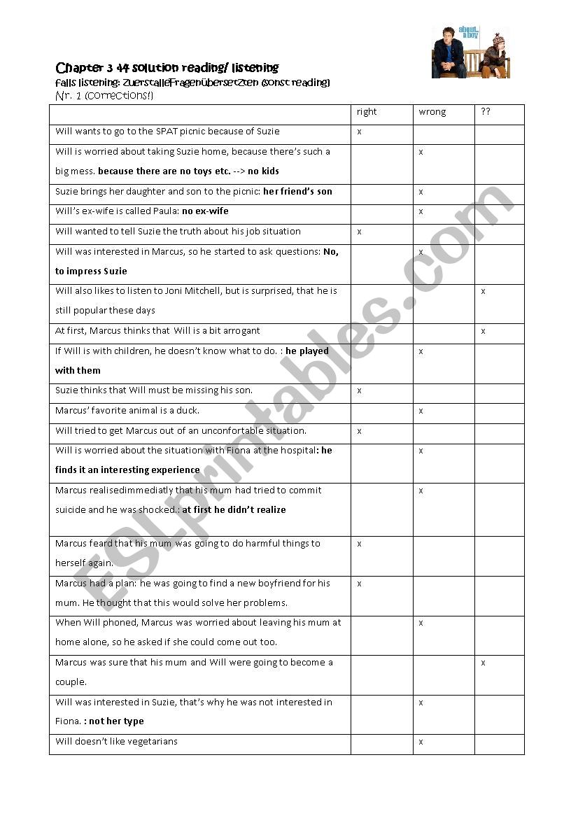 About a Boy  worksheet