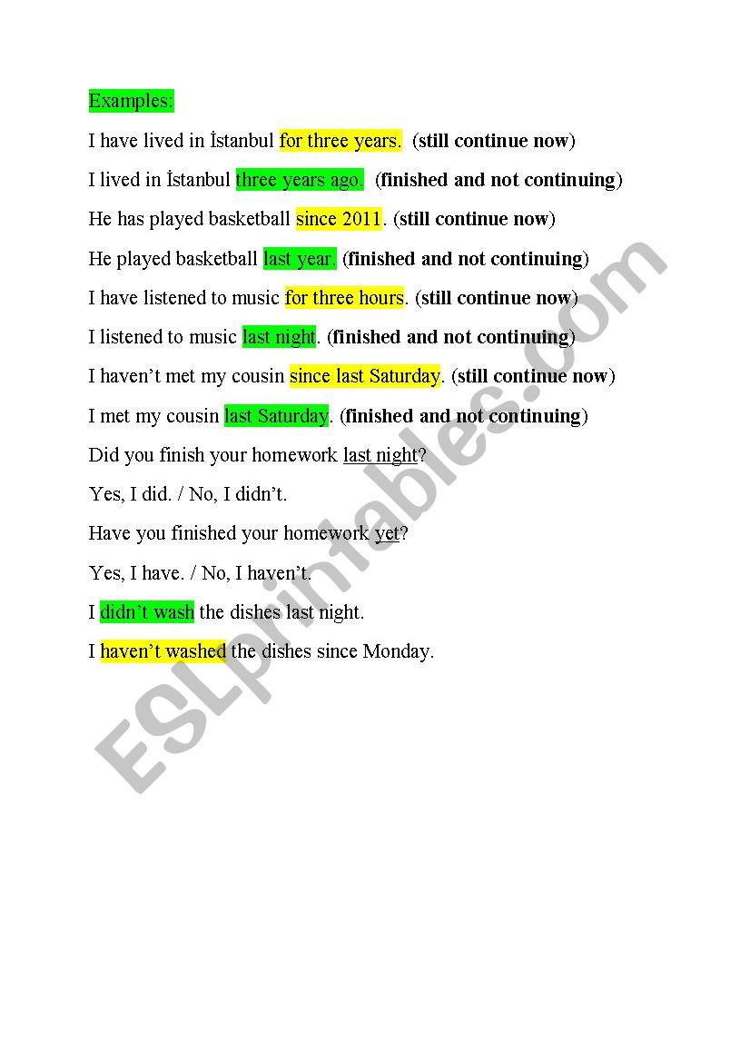 present perfect vs. past simple