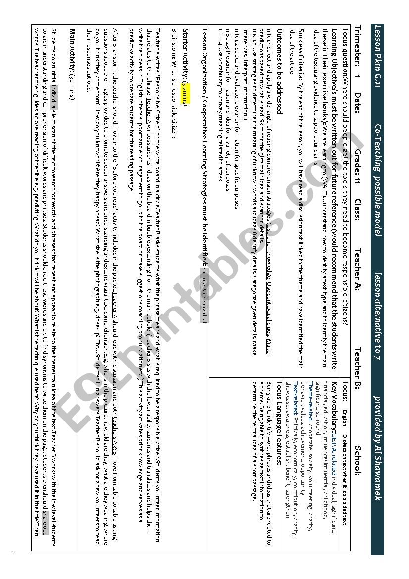 lesson plan worksheet