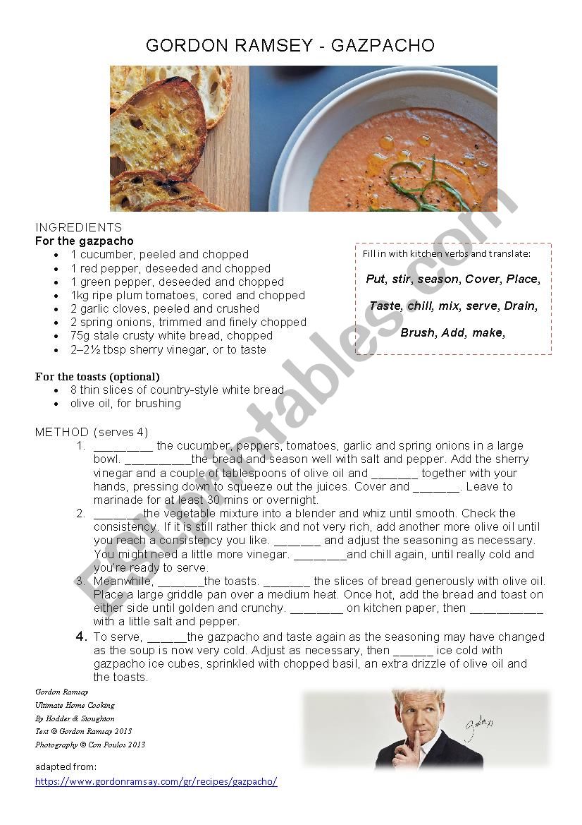 GORDON RAMSEY - GAZPACHO worksheet