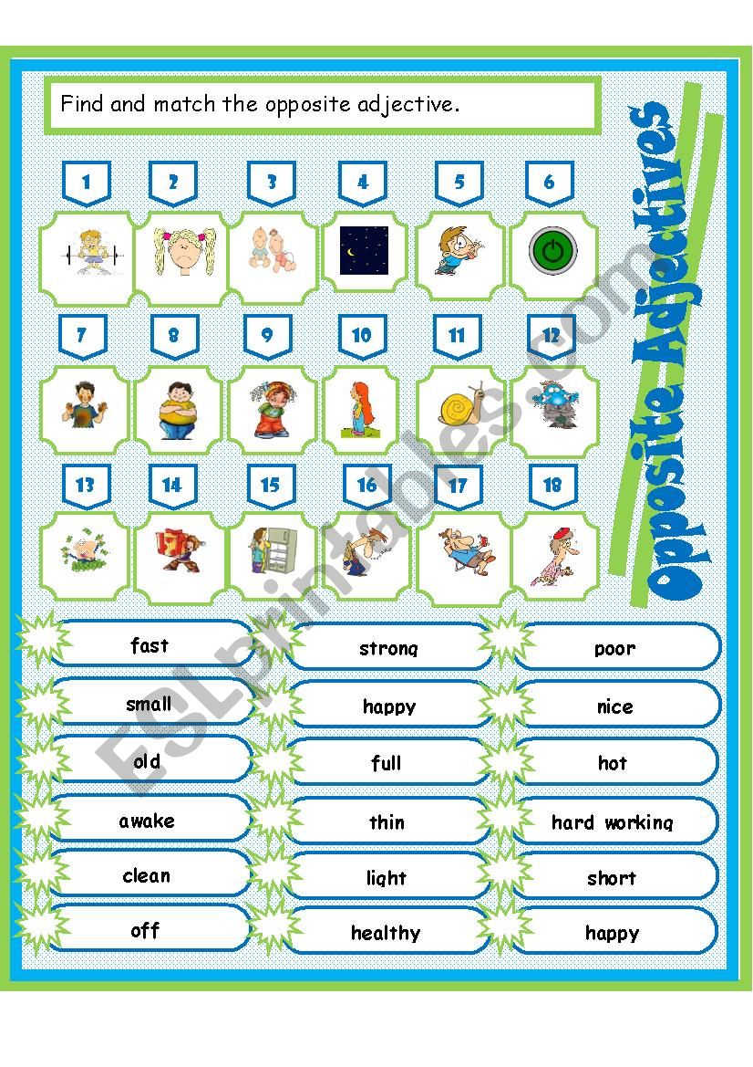 Opposite Adjectives worksheet